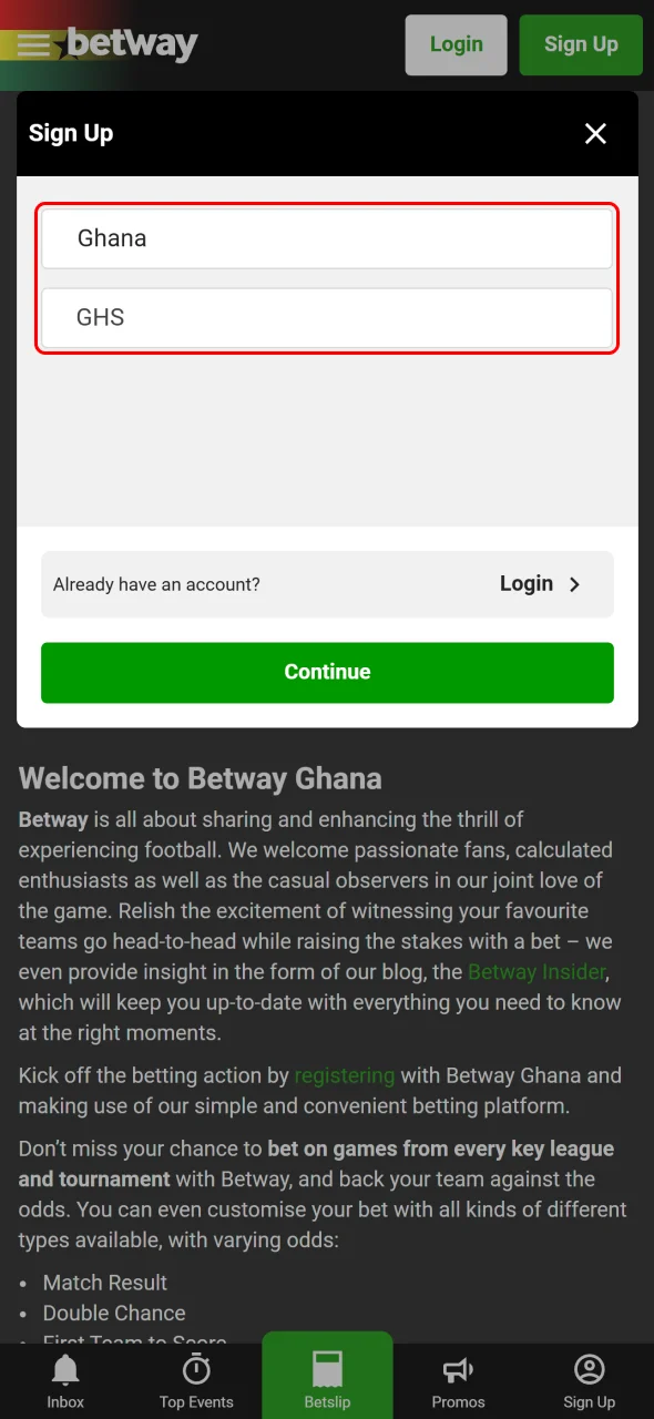 Aviator Registration / Login Process in Ghana step 4