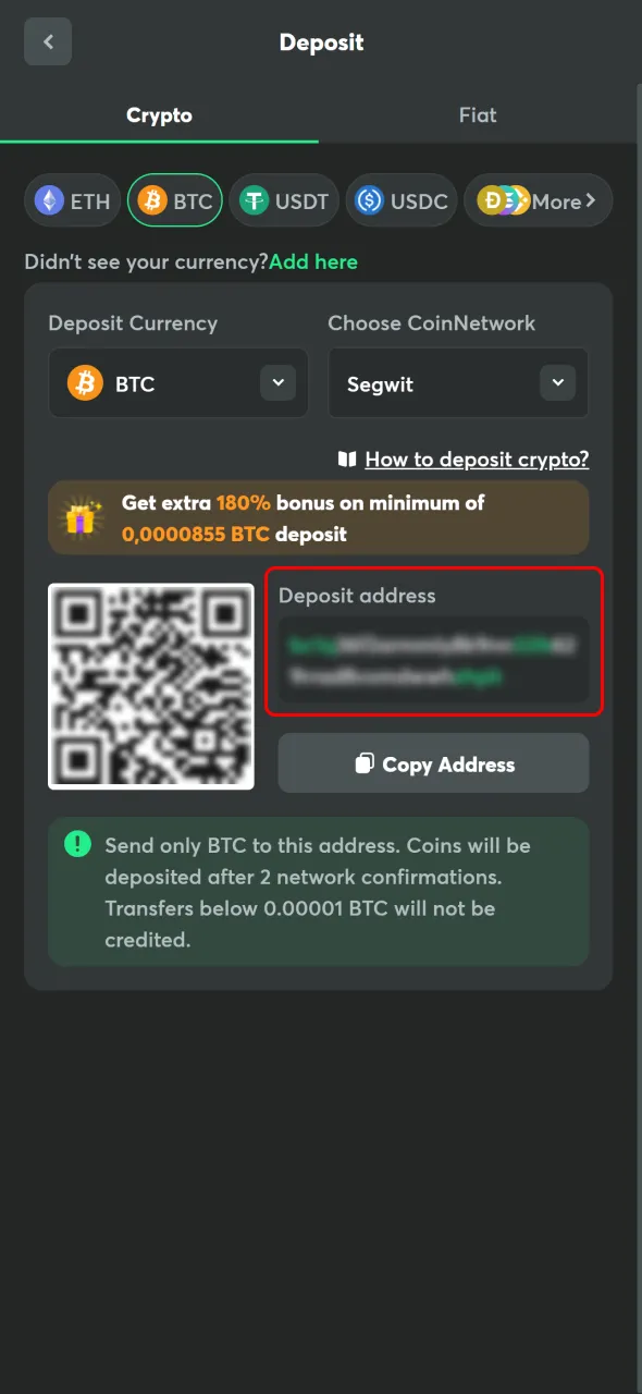 Obtain the Deposit Wallet Address Crypto Nigeria Betting