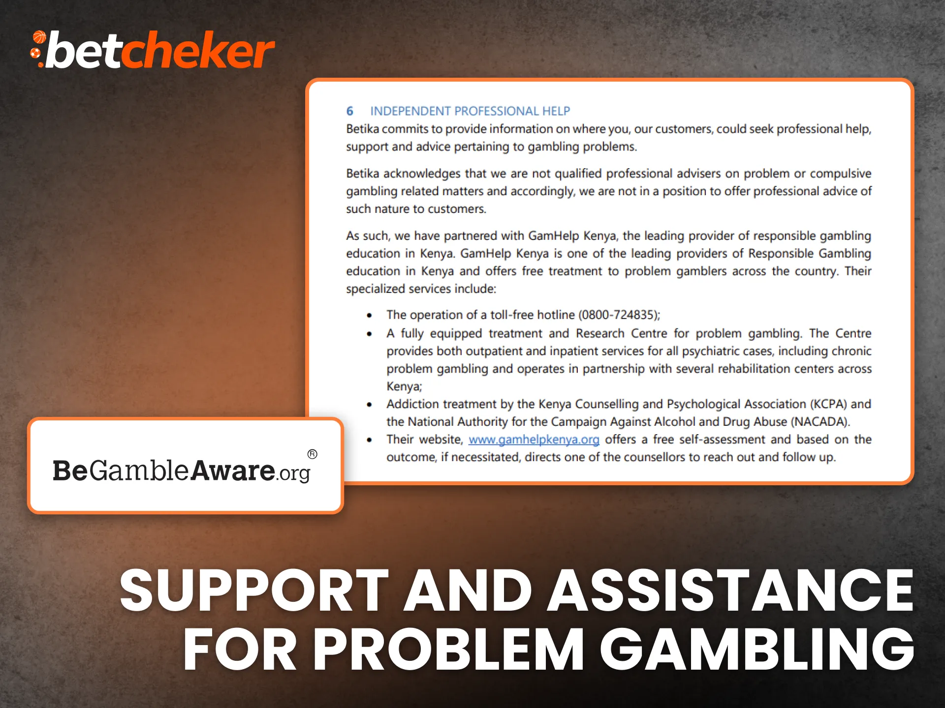 Support and Assistance for Problem Gambling Kenya