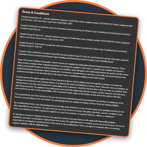 Terms and Conditions New South Africa Betting Sites