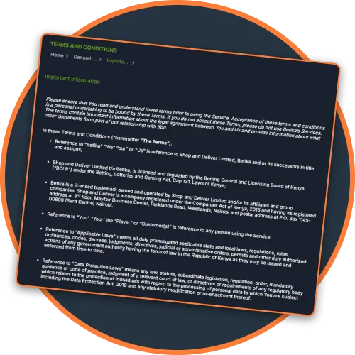 Terms and Conditions New Kenya Betting Sites
