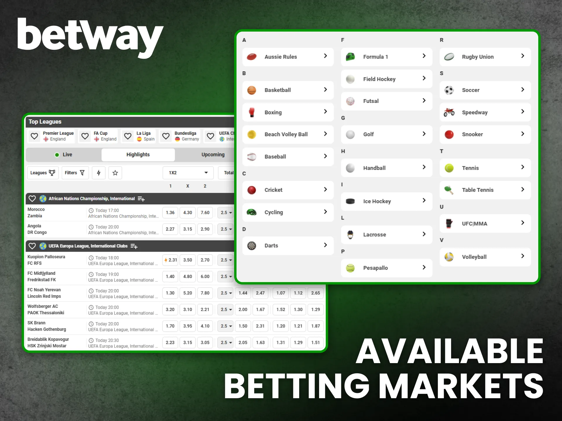 Available Betting Markets Betway Tanzania