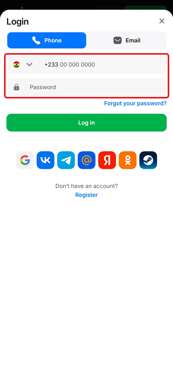 Provide accurate details to log in to your 1Win account safely.