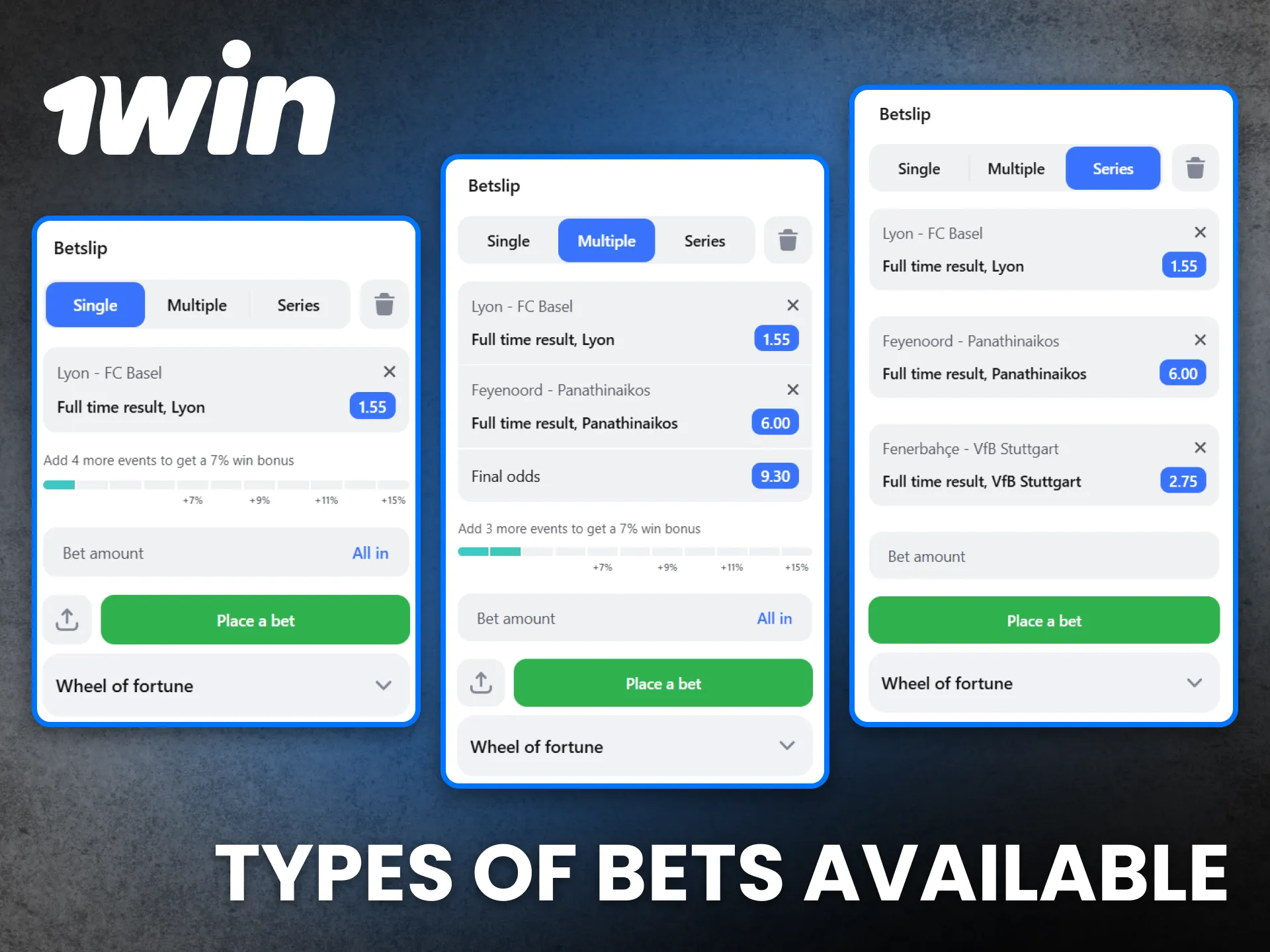 1Win offers multiple bet types to suit every Ghanaian player's style.