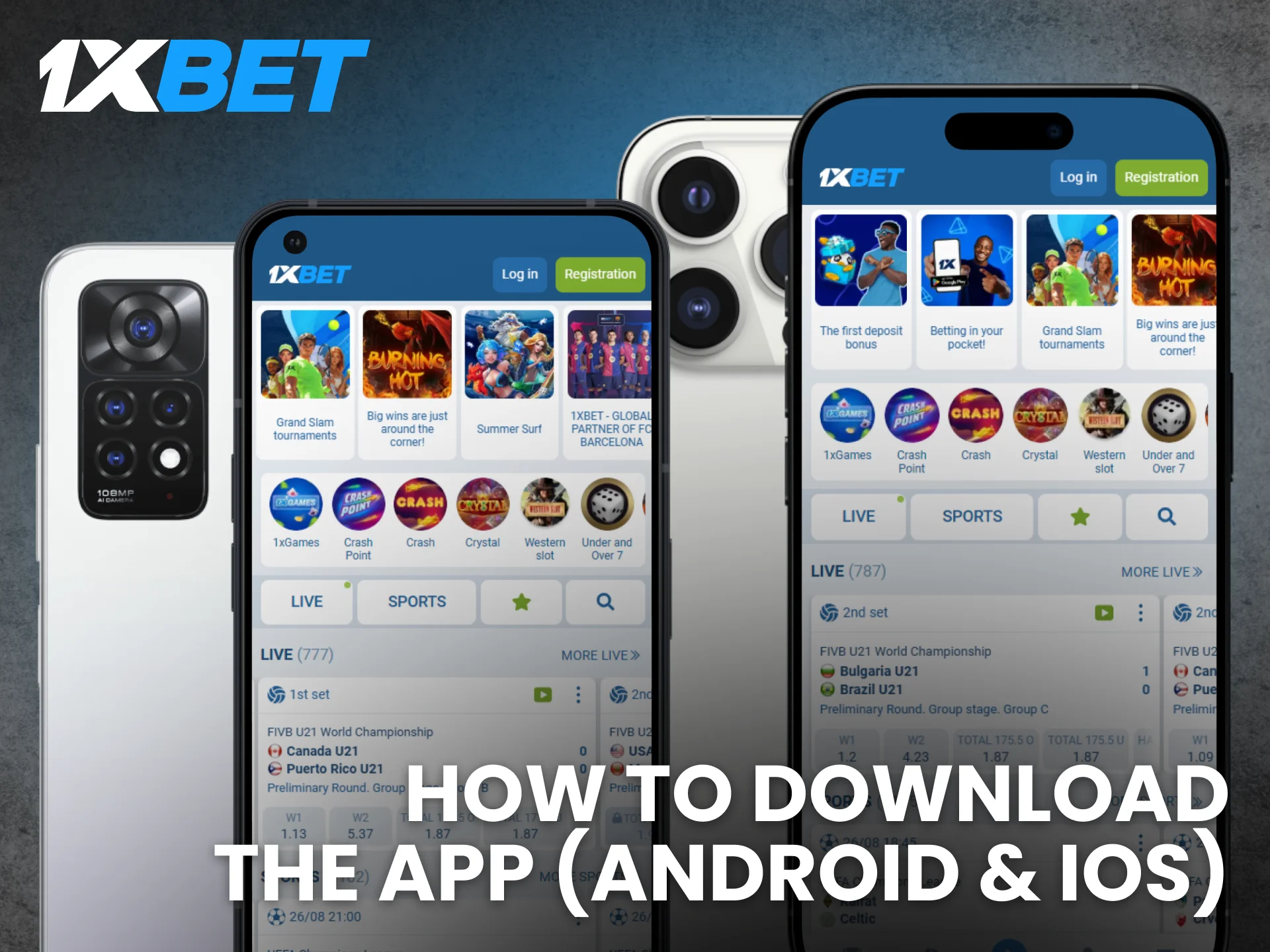 Download the 1xBet Android or iOS app and access betting anywhere.