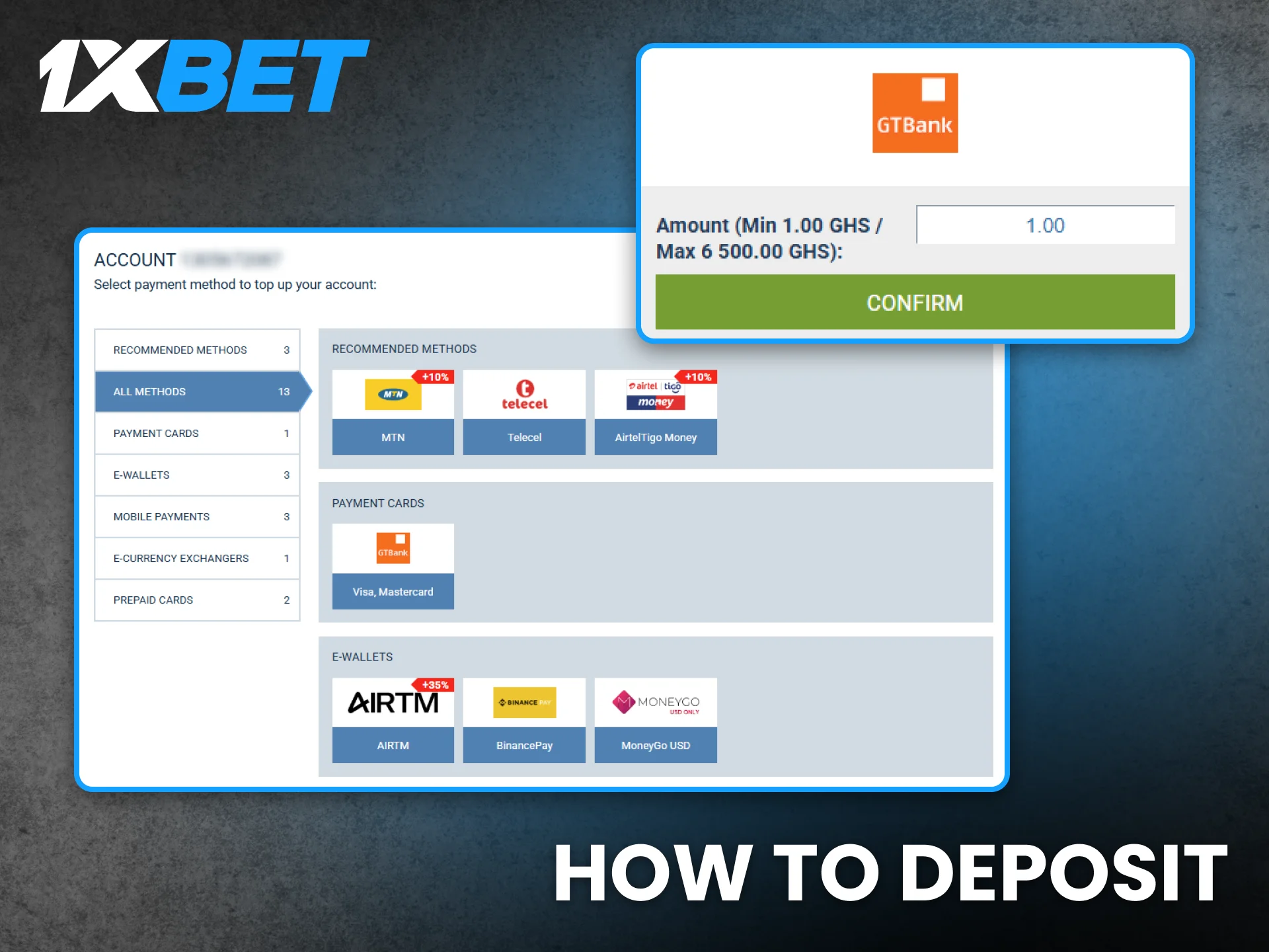 Deposit funds at 1xBet Ghana and start your betting journey now.