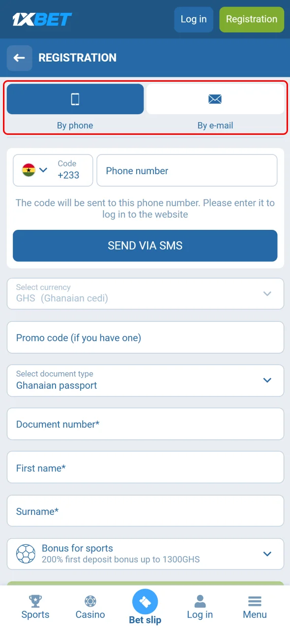 Select your preferred registration method to start on 1xBet smoothly.