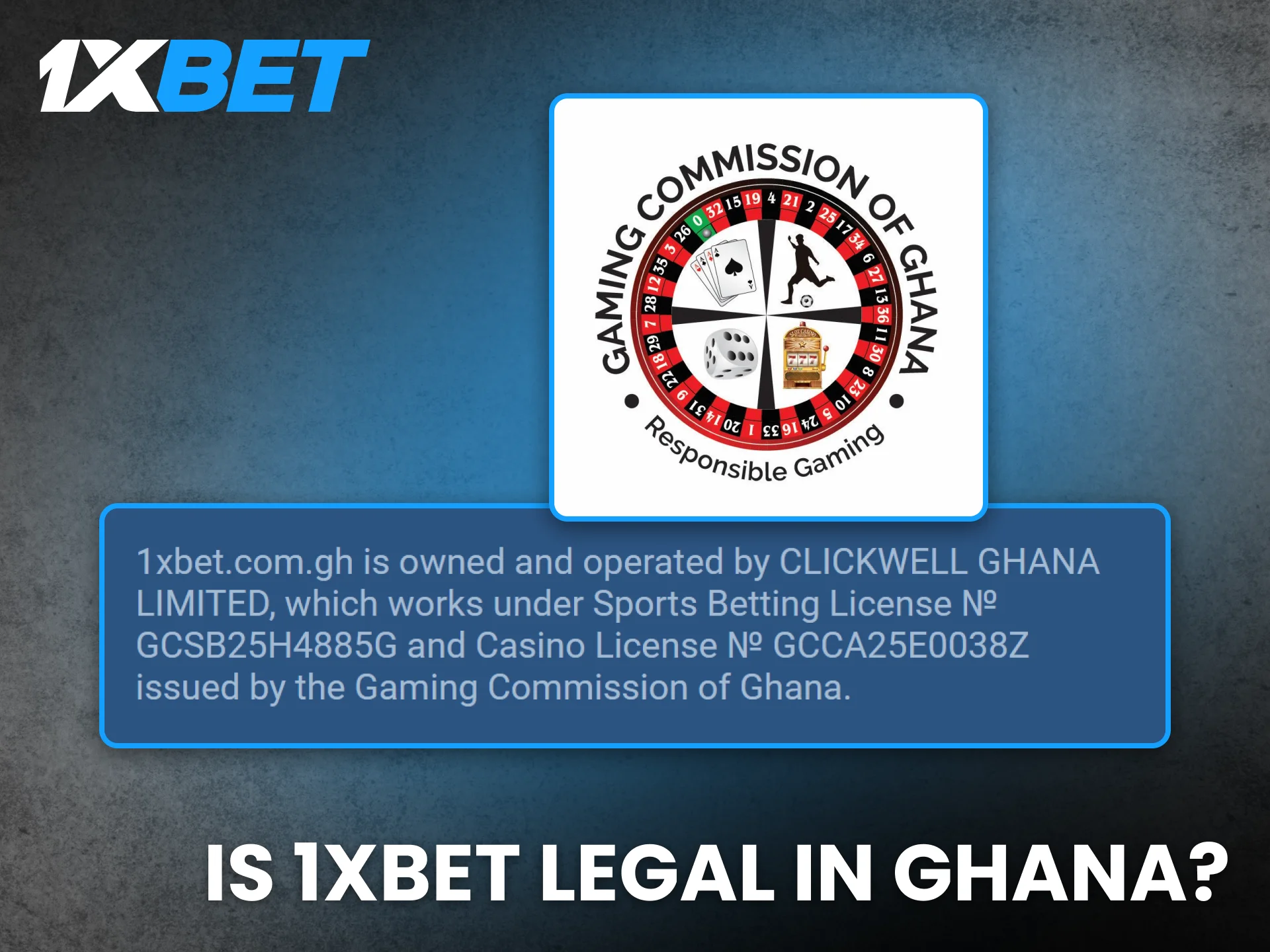 1xBet operates legally for all players in Ghana.