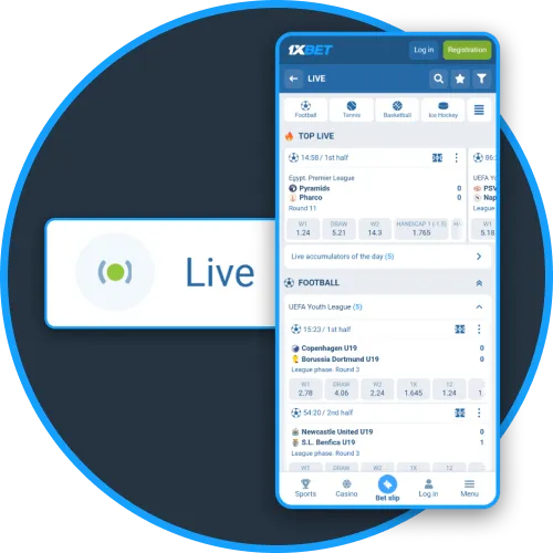 The 1xBet app updates live scores and odds instantly for every event.
