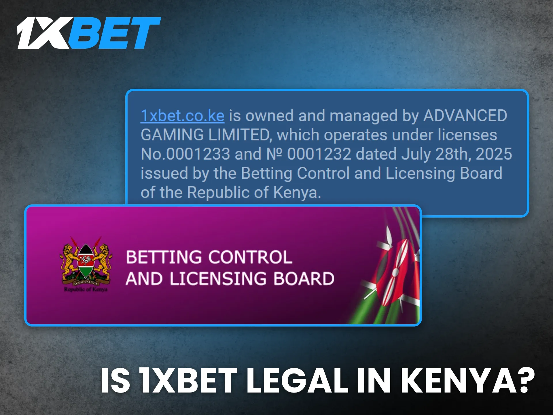 1xBet Kenya operates legally under full regulation and fair policies.