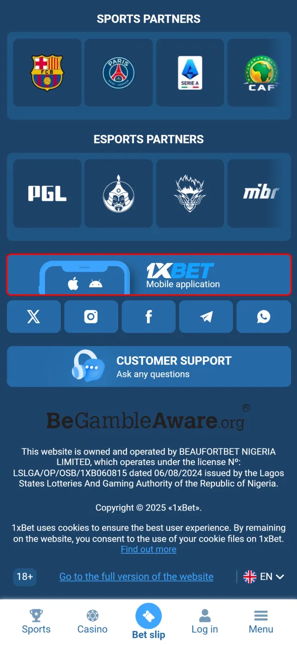 Find the Android app section on 1xBet and download it in seconds.