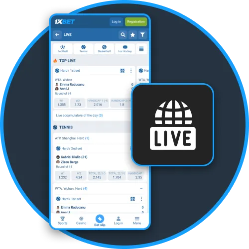 Enjoy live streaming and in-play betting on your favorite sports via 1xBet.