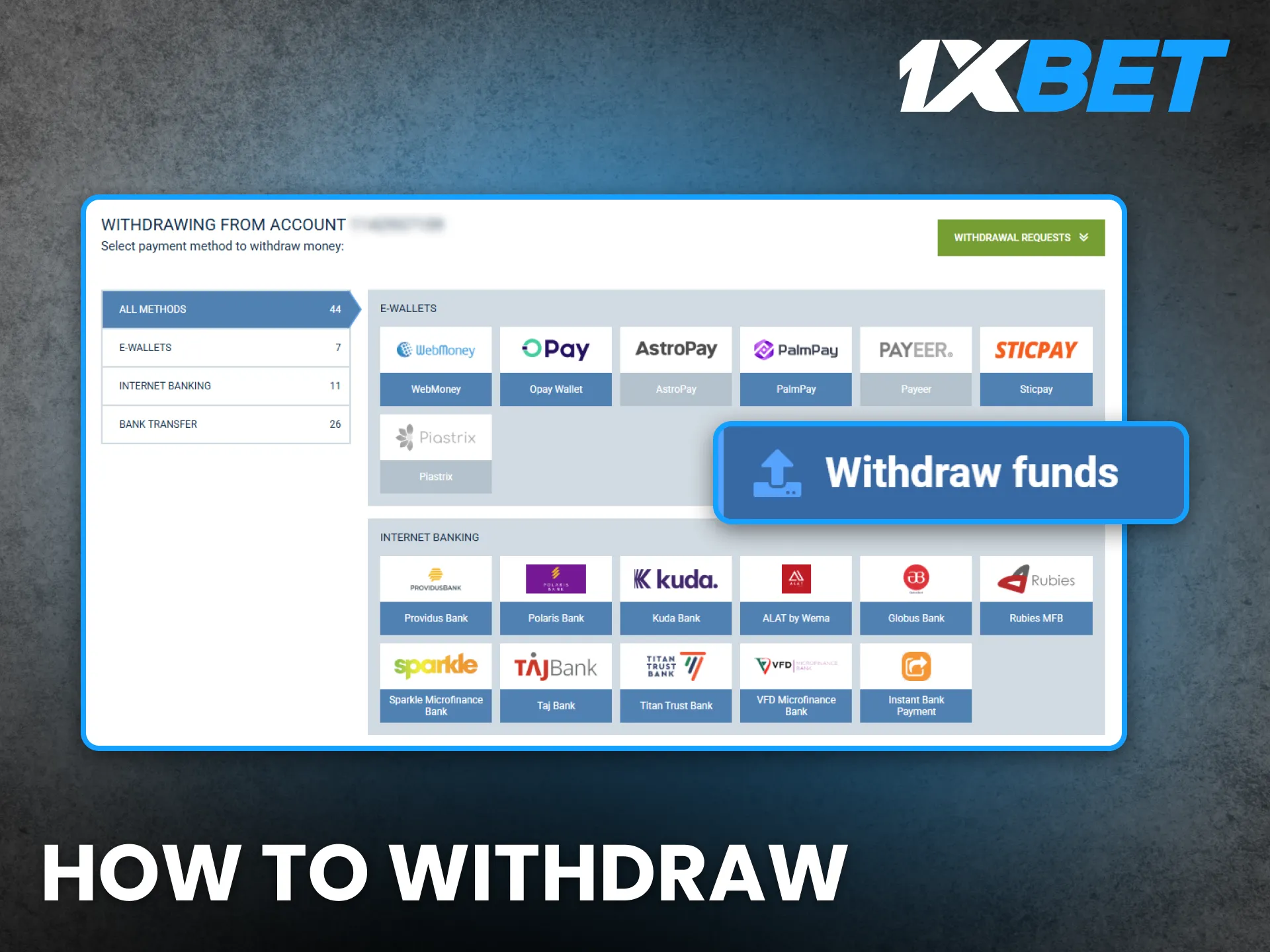 Withdraw your winnings from 1xBet Nigeria quickly and safely anytime.
