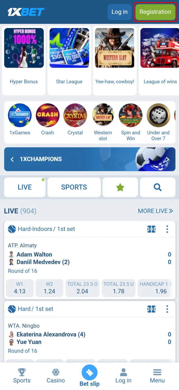 Visit the official 1xBet website to create your account and begin your journey.