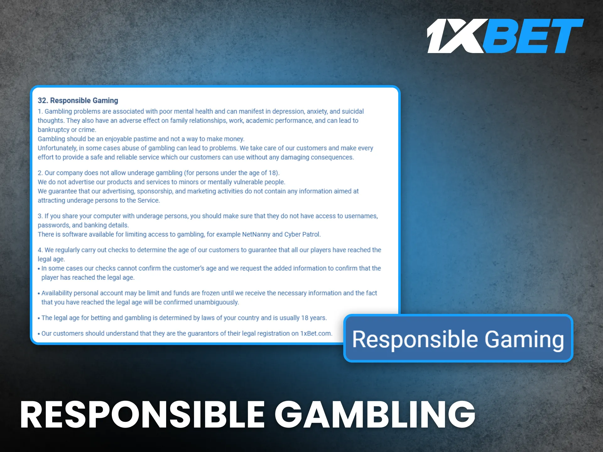1xBet Nigeria promotes fair gaming and responsible gambling practices.