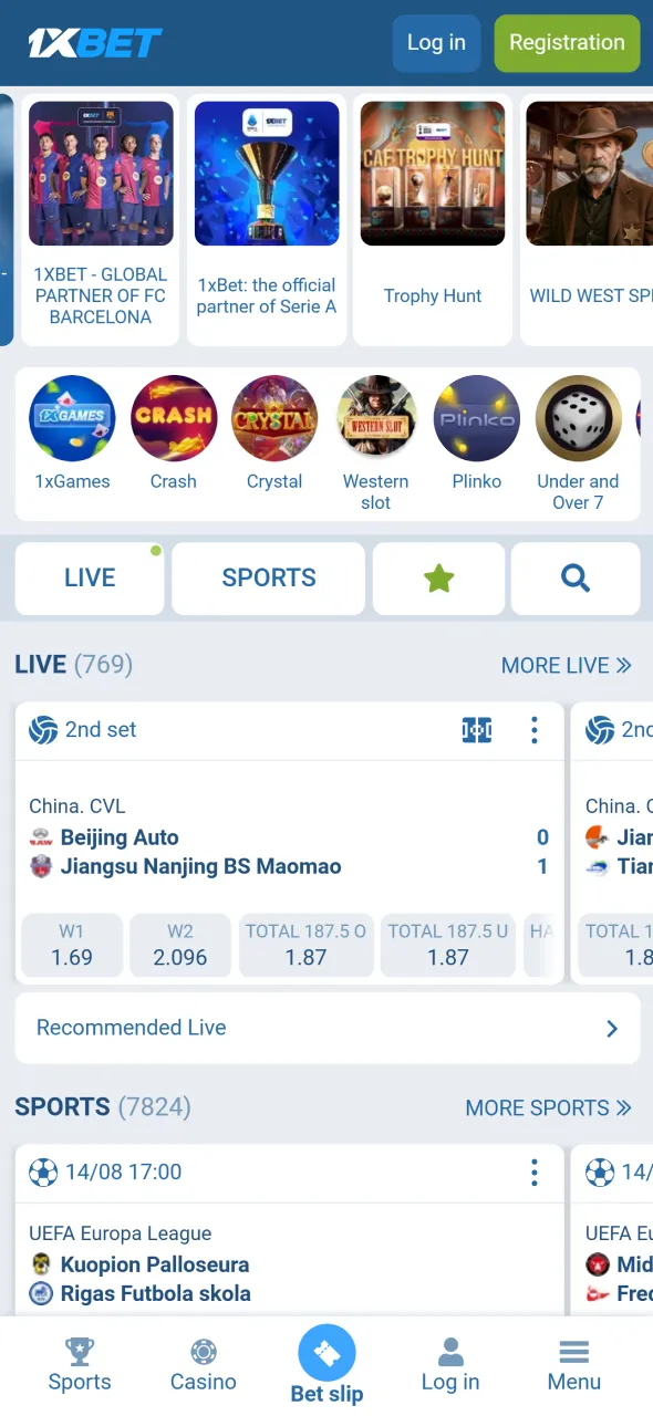 Visit the official site to download 1xBet for Android.