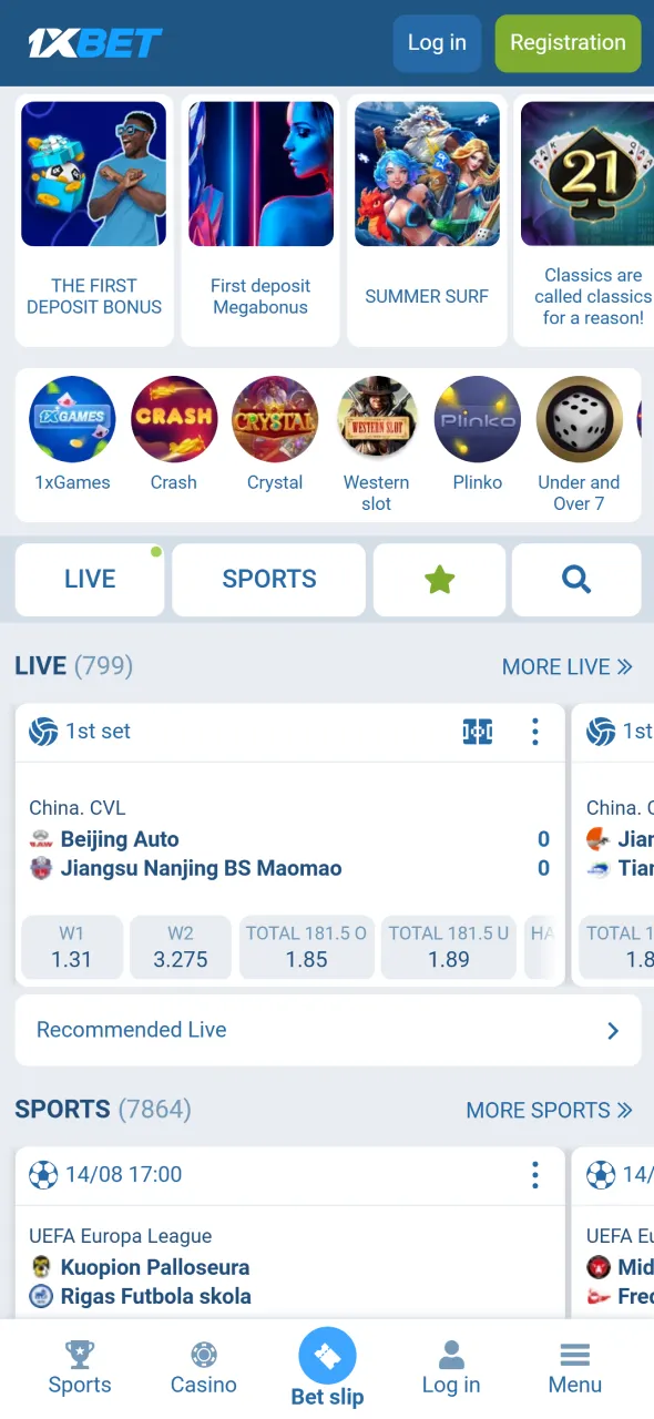 Visit the 1xBet website to start signing up instantly.