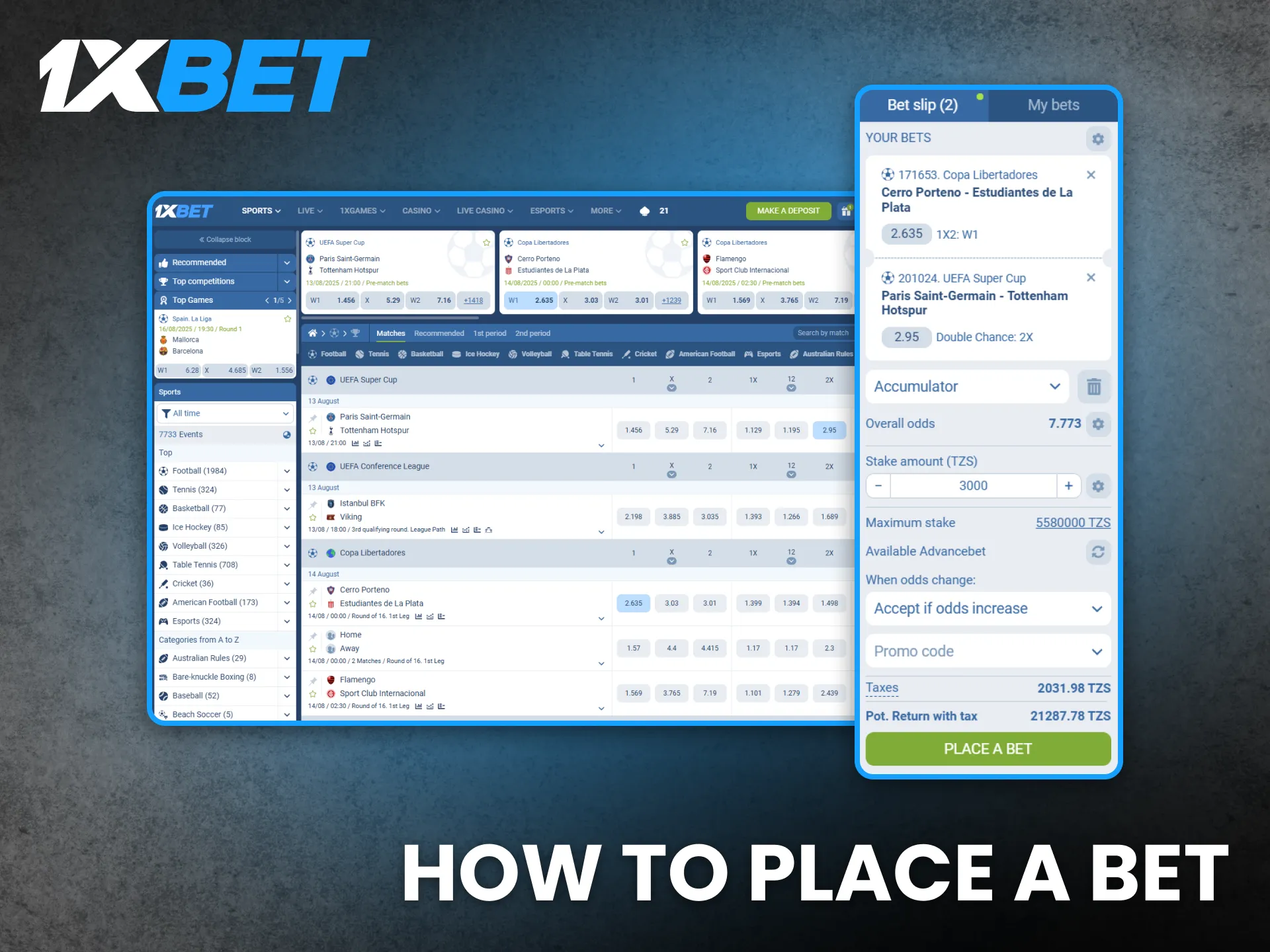 Place your bets quickly on 1xBet Tanzania today.