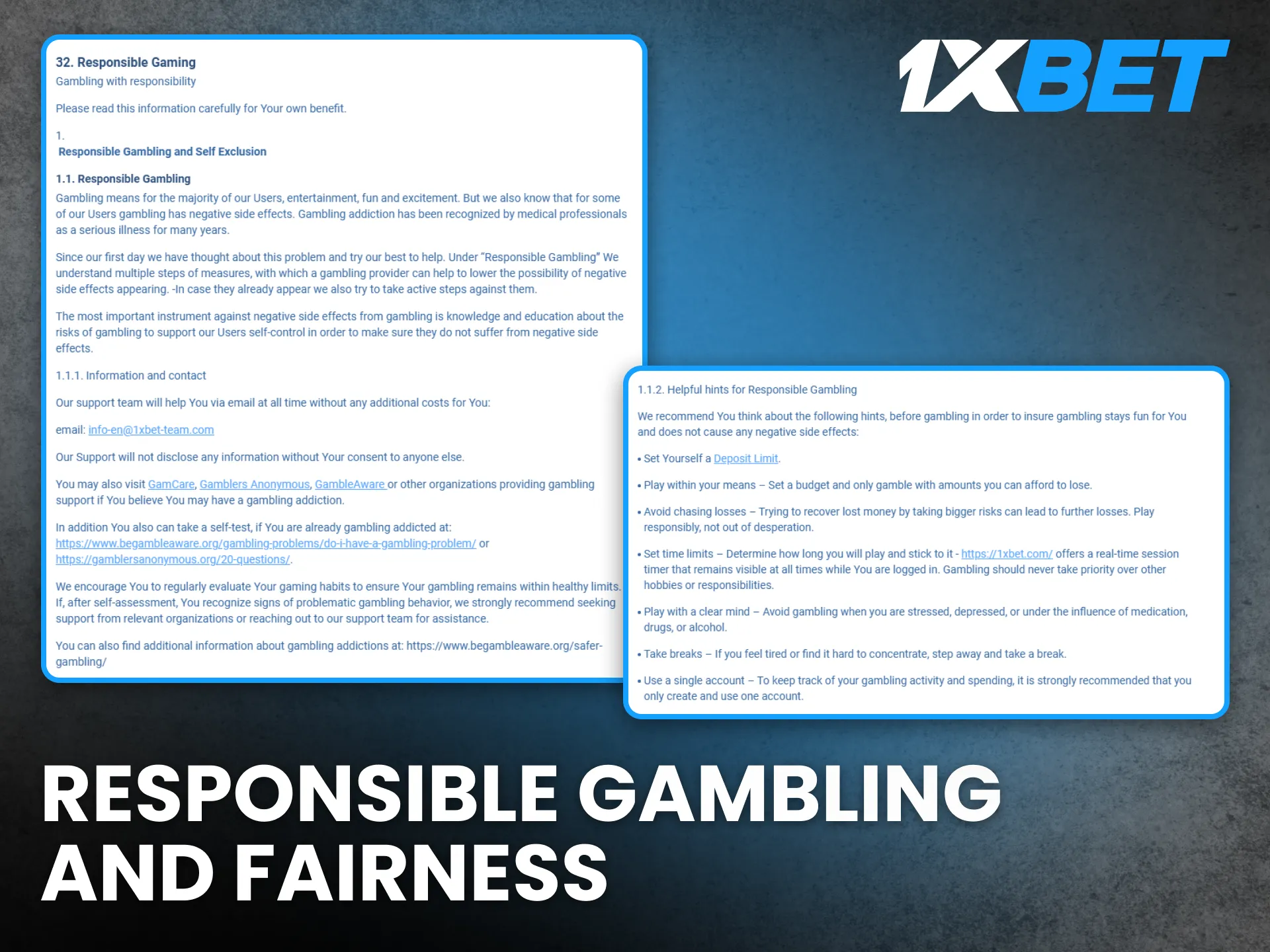1xBet Tanzania promotes responsible gambling and fairness.