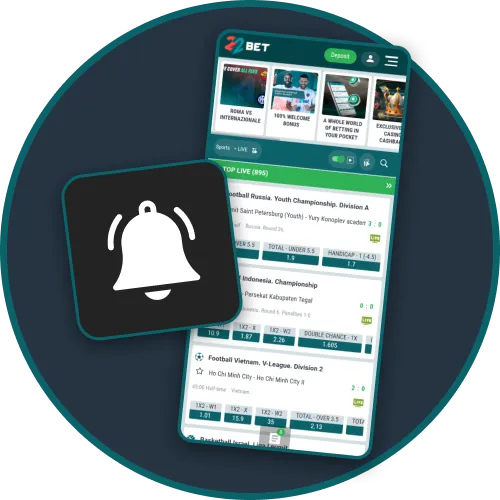 Get 22Bet notifications for bonuses, promotions, and live match updates.