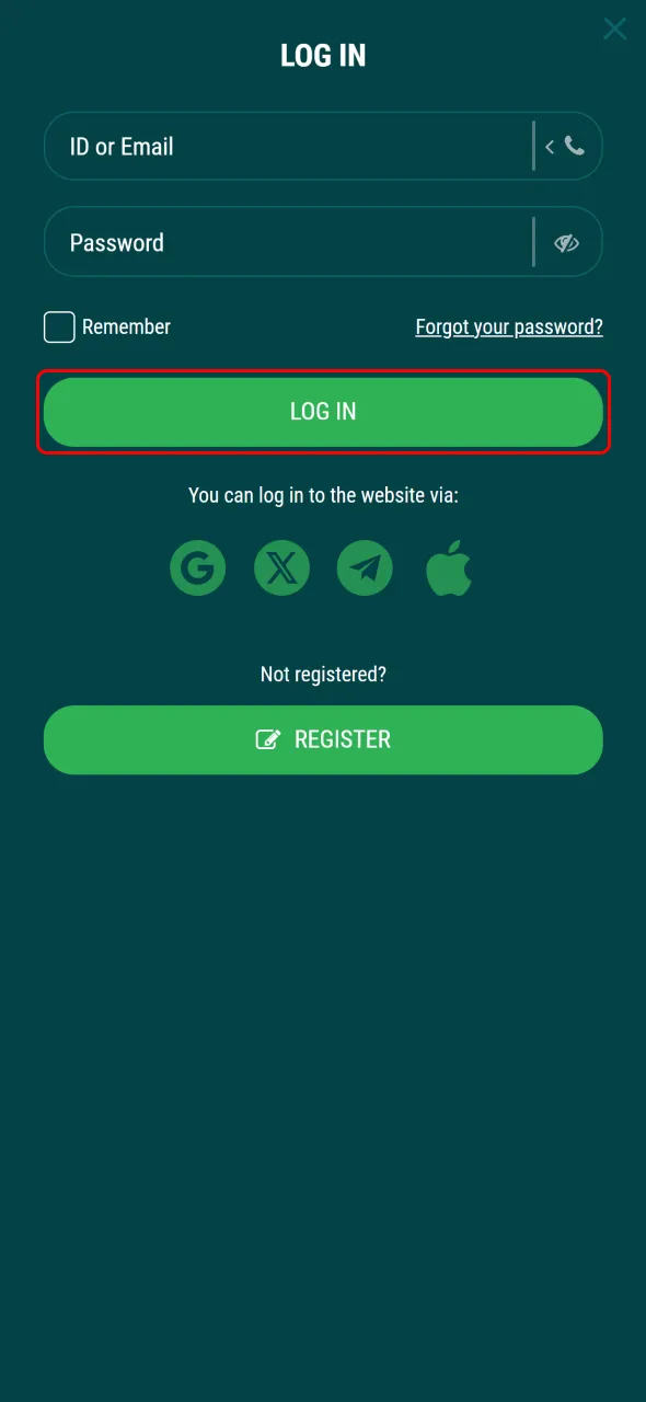 Access your 22Bet Nigeria account to continue placing your bets.