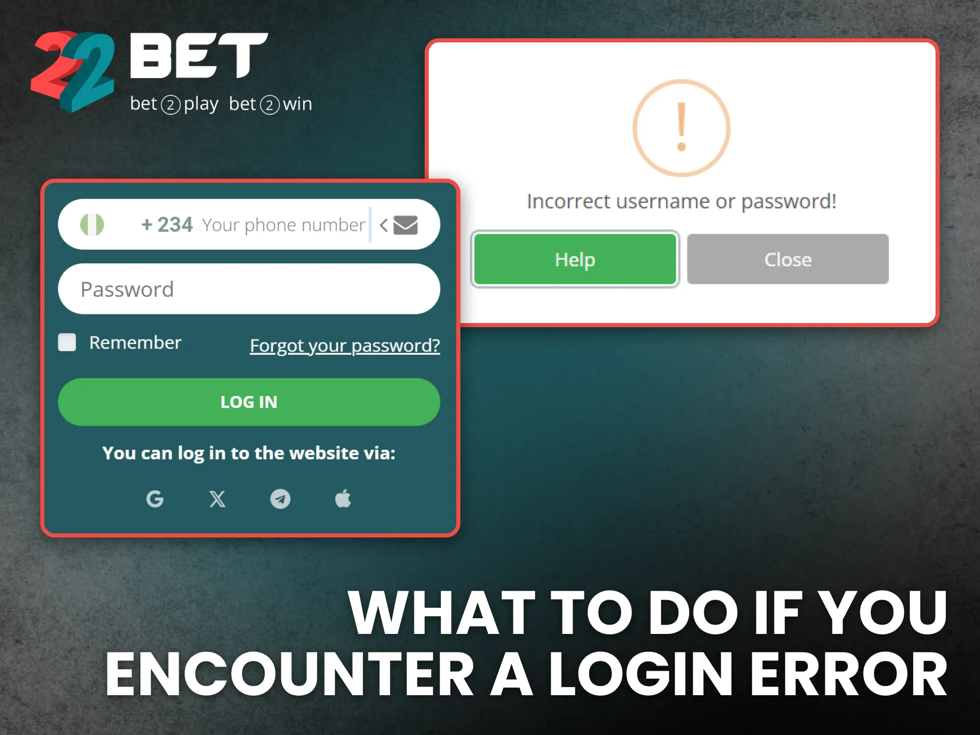 Fix login errors on 22Bet Nigeria by following simple recovery steps.