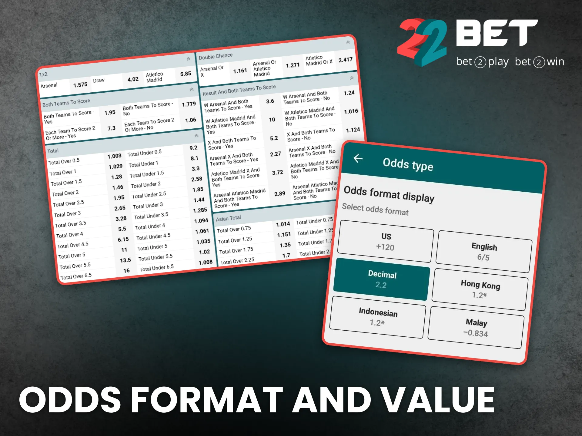 Get accurate odds and fair value when betting with 22Bet Nigeria.