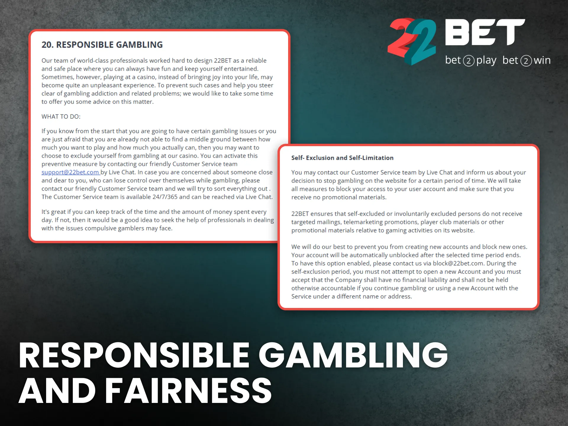 22Bet Nigeria ensures fairness and promotes responsible gambling habits.