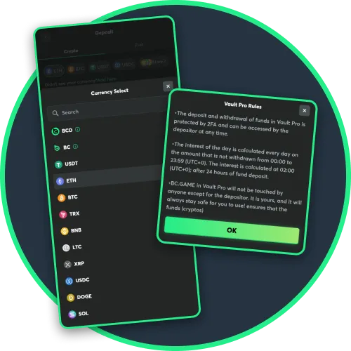 BC Game offers a reliable crypto vault to keep your tokens protected.