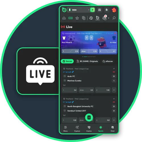 BC Game Nigeria supports live and pre-match betting with real-time data.