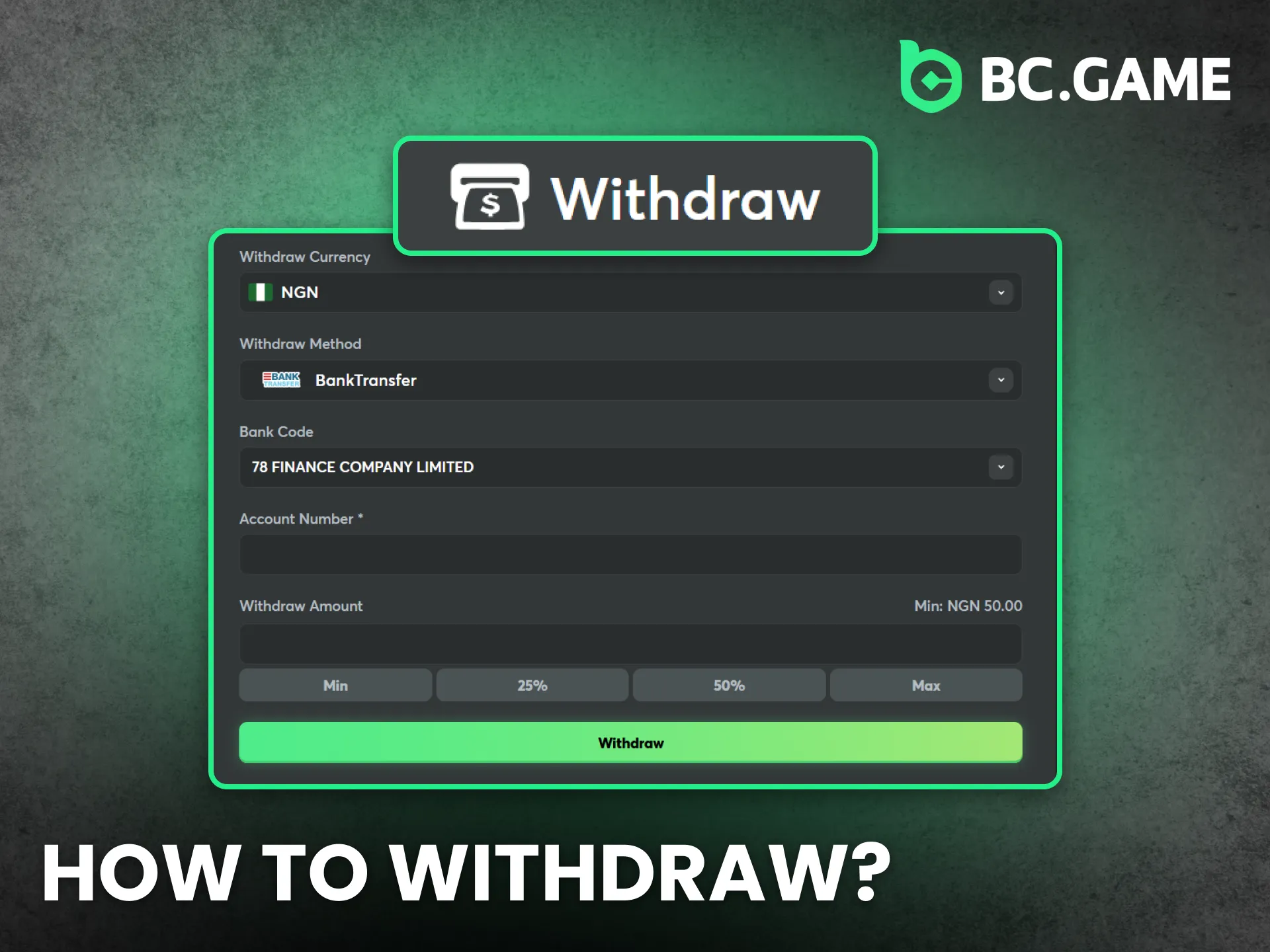 Withdraw your winnings quickly from BC Game Nigeria through safe payment systems.