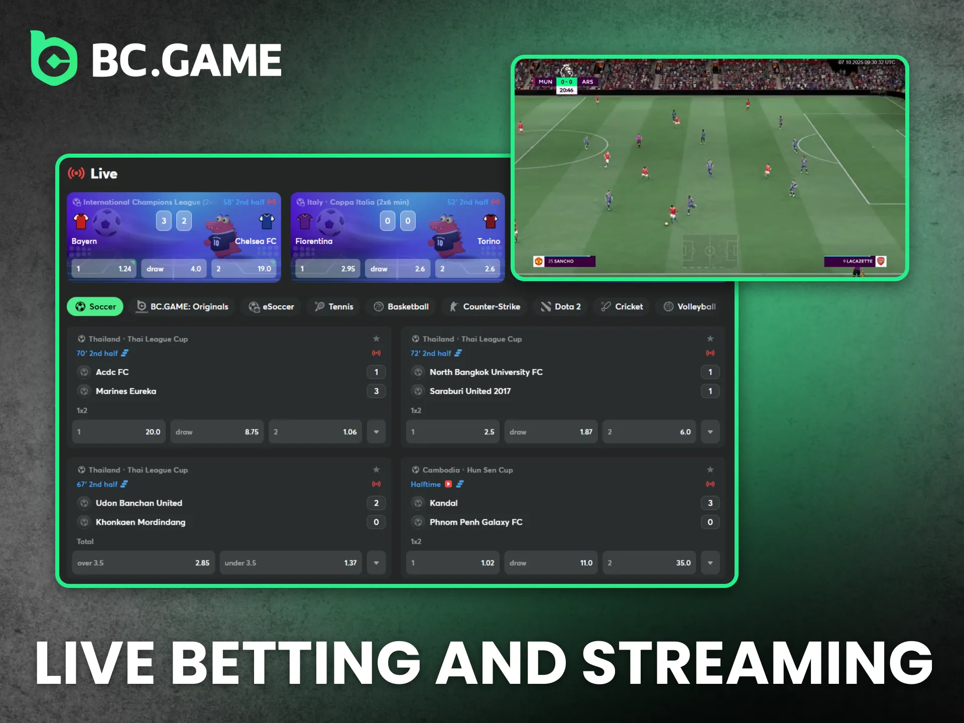 Experience thrilling live betting and streaming with BC Game Nigeria.