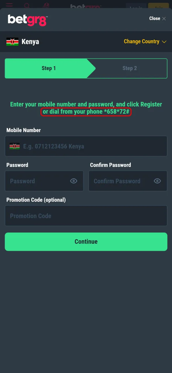 Choose alternative registration options to join BetGR8 faster.
