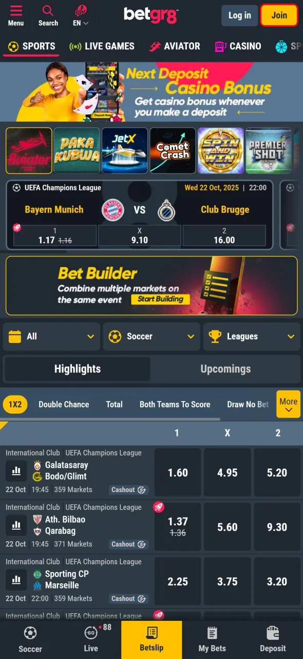 Press the sign-up button to create your BetGR8 account in seconds.