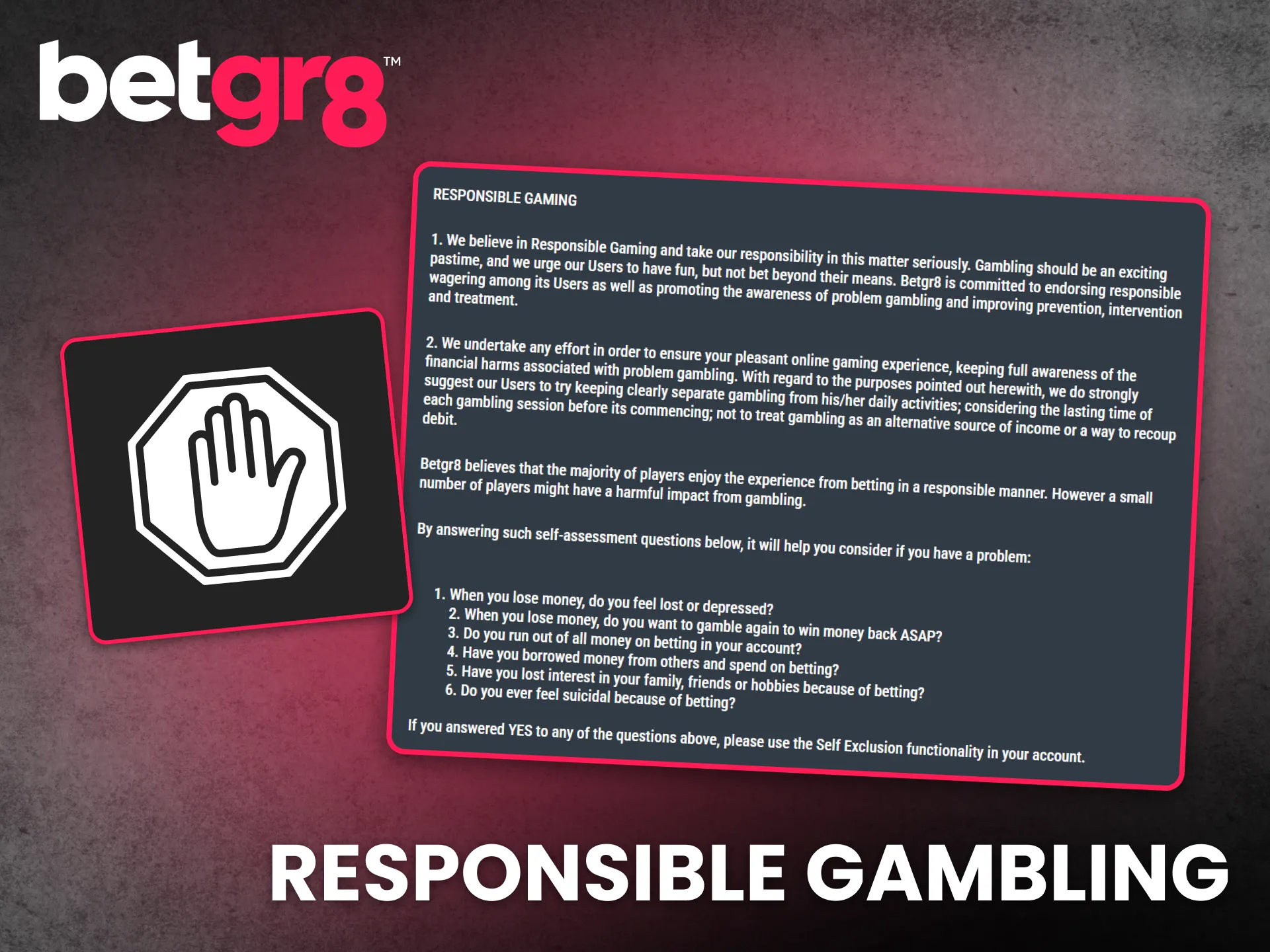 Bet responsibly with full transparency on BetGR8 Kenya platform.