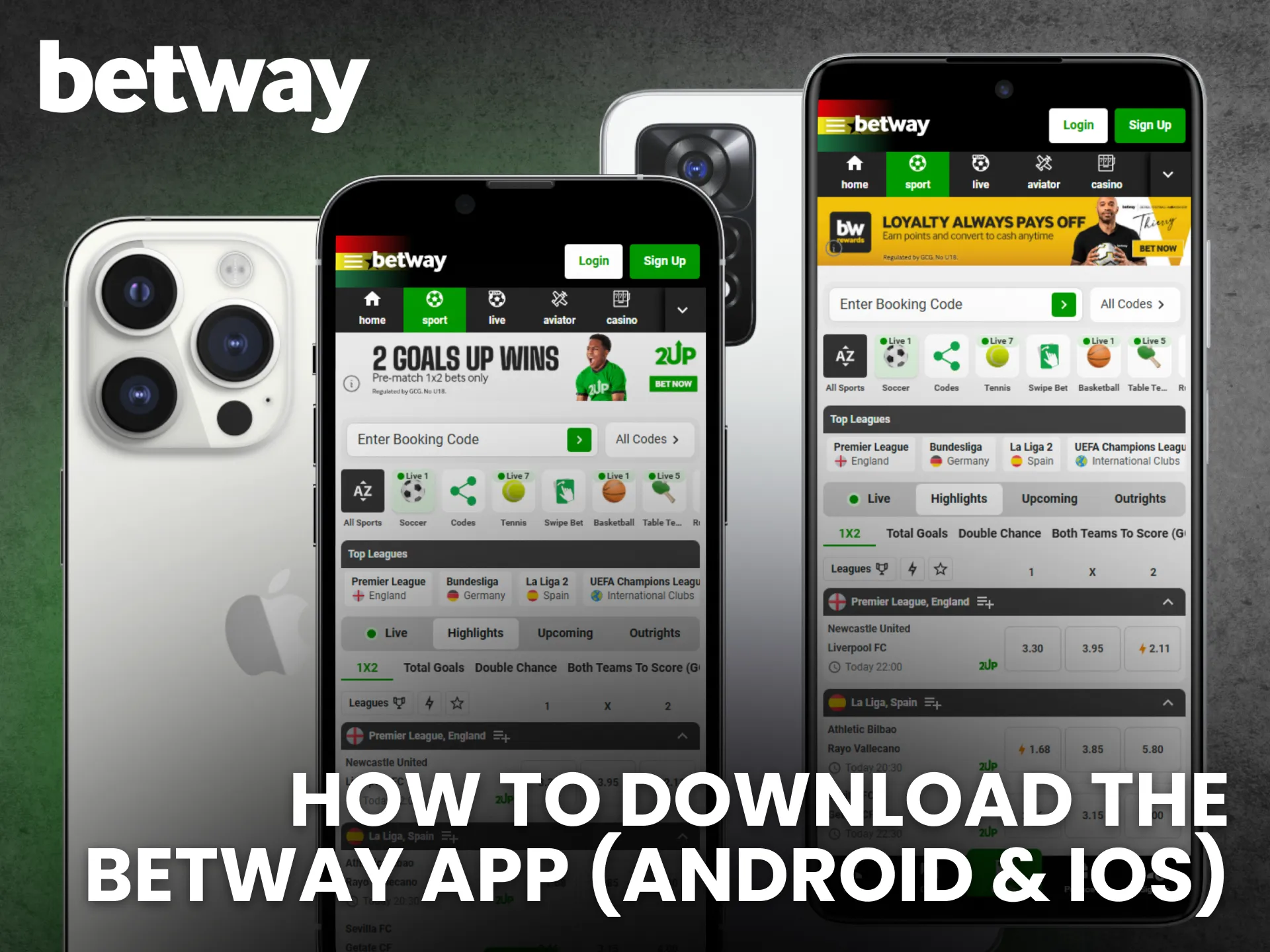 Download the Betway Android or iOS app and play anywhere anytime.