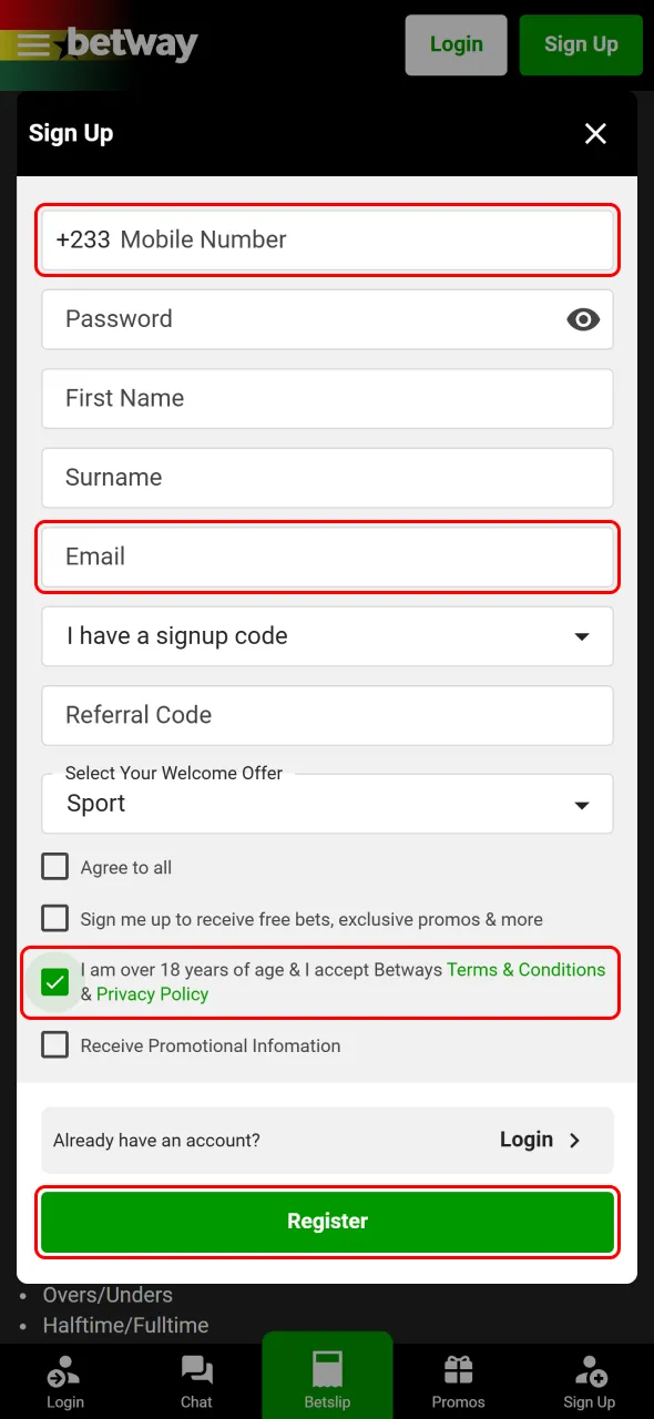 Finish your Betway registration and unlock exclusive betting opportunities.