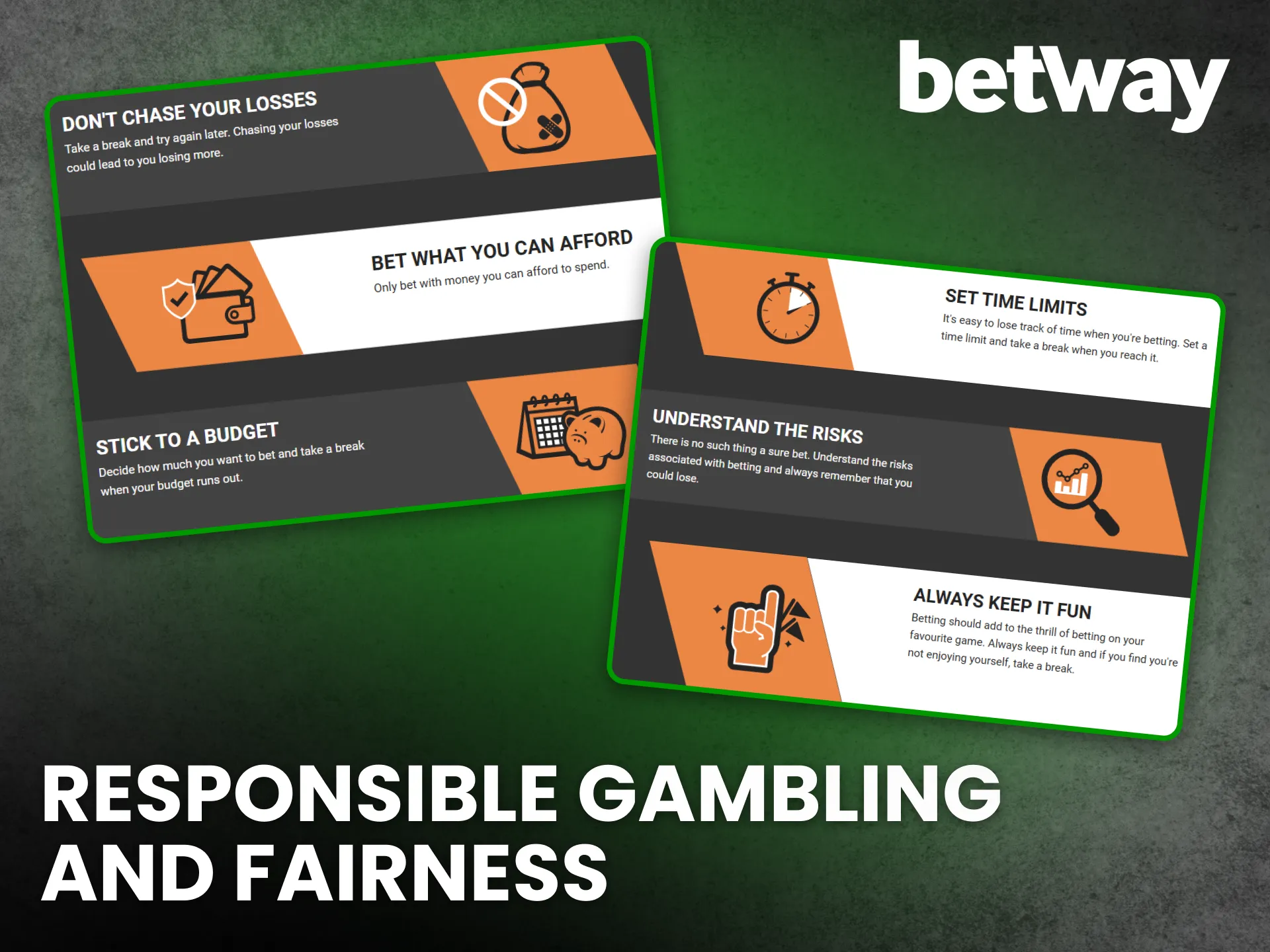 Betway promotes fairness and responsible gambling for all players.