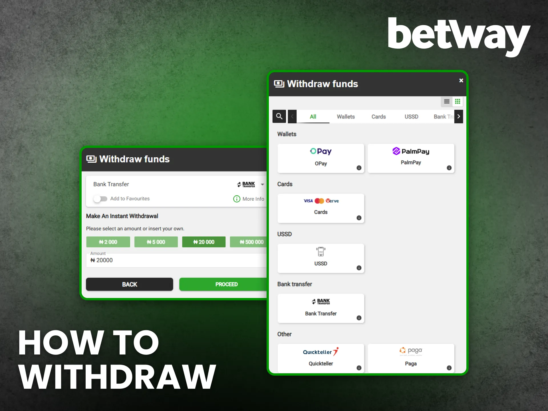 Withdraw winnings smoothly from Betway Nigeria to your account.