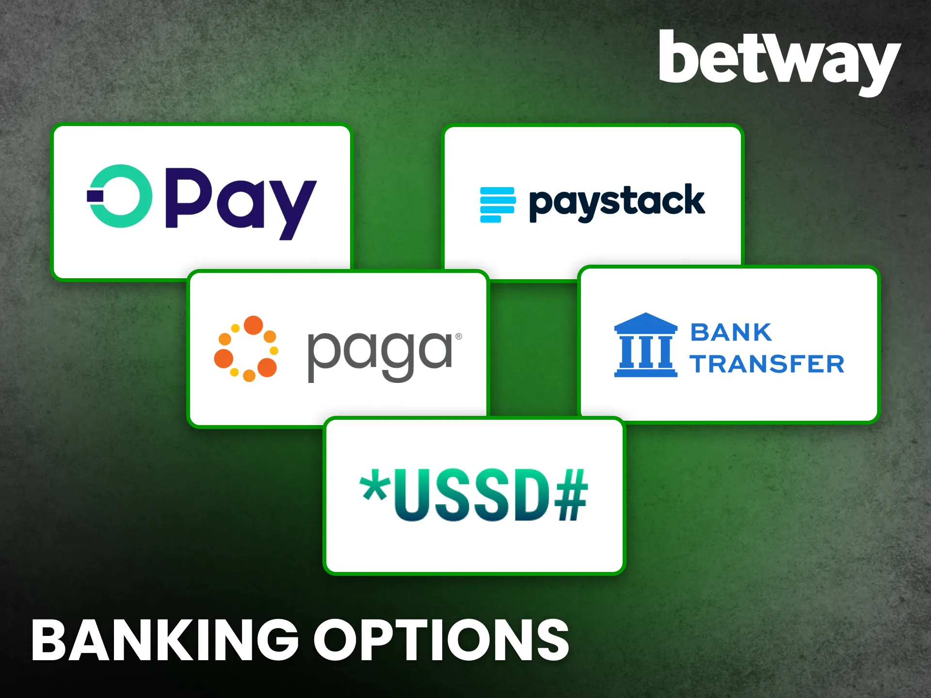 Betway provides reliable and quick banking methods for players.