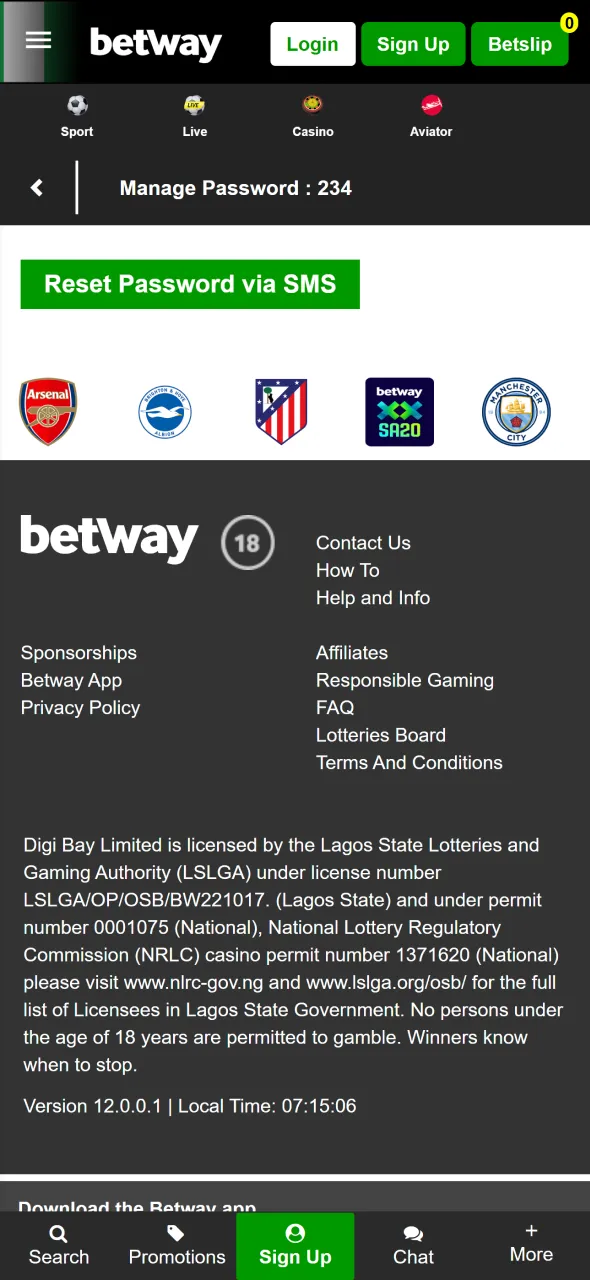 Check and confirm your Betway login information for instant access.