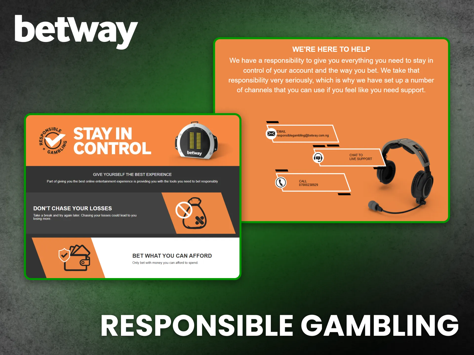 The Betway brand promotes ethical gaming and transparent odds.