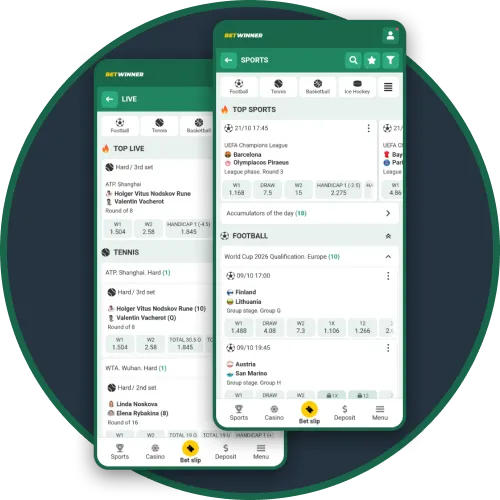 Place wagers on pre-match and live events directly through the BetWinner app.
