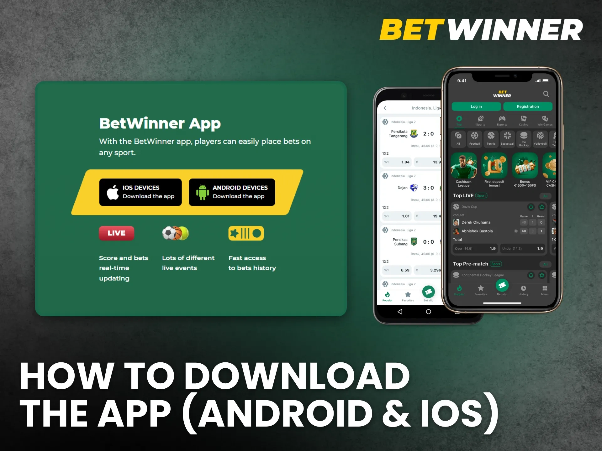 Learn how to download the BetWinner app Android & iOS to bet on your phone.