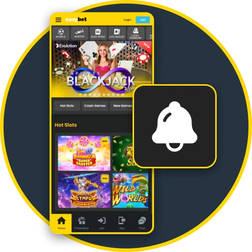 Receive instant updates with Easybet app push notifications.