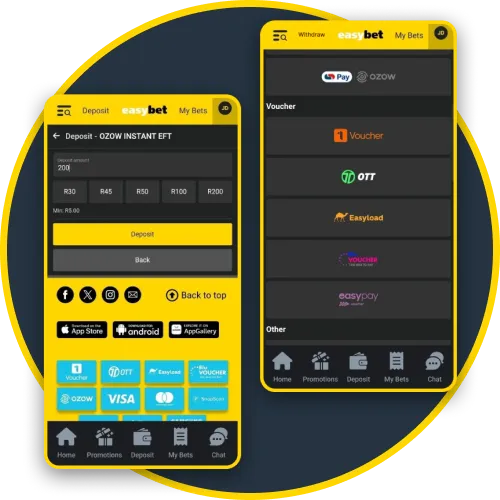 Make secure payments using Easybet app encryption technology.