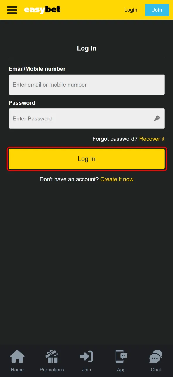 Click log in and join exciting Easybet matches instantly.