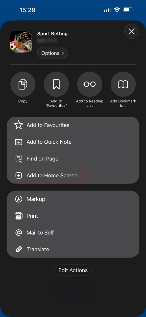Add Gal Sport Betting iOS app to your home screen.