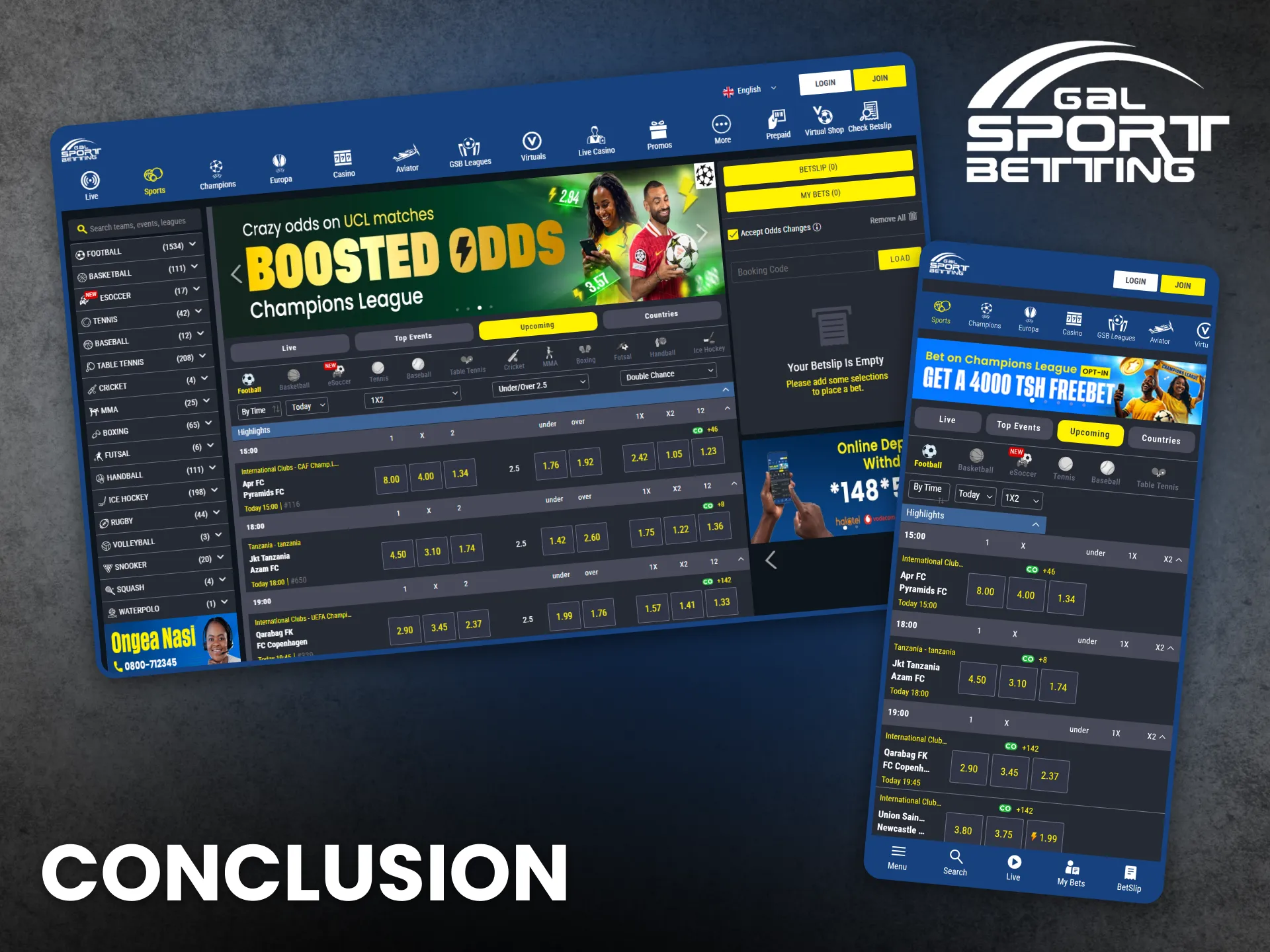 Gal Sport Betting Tanzania provides a fair and complete betting experience.