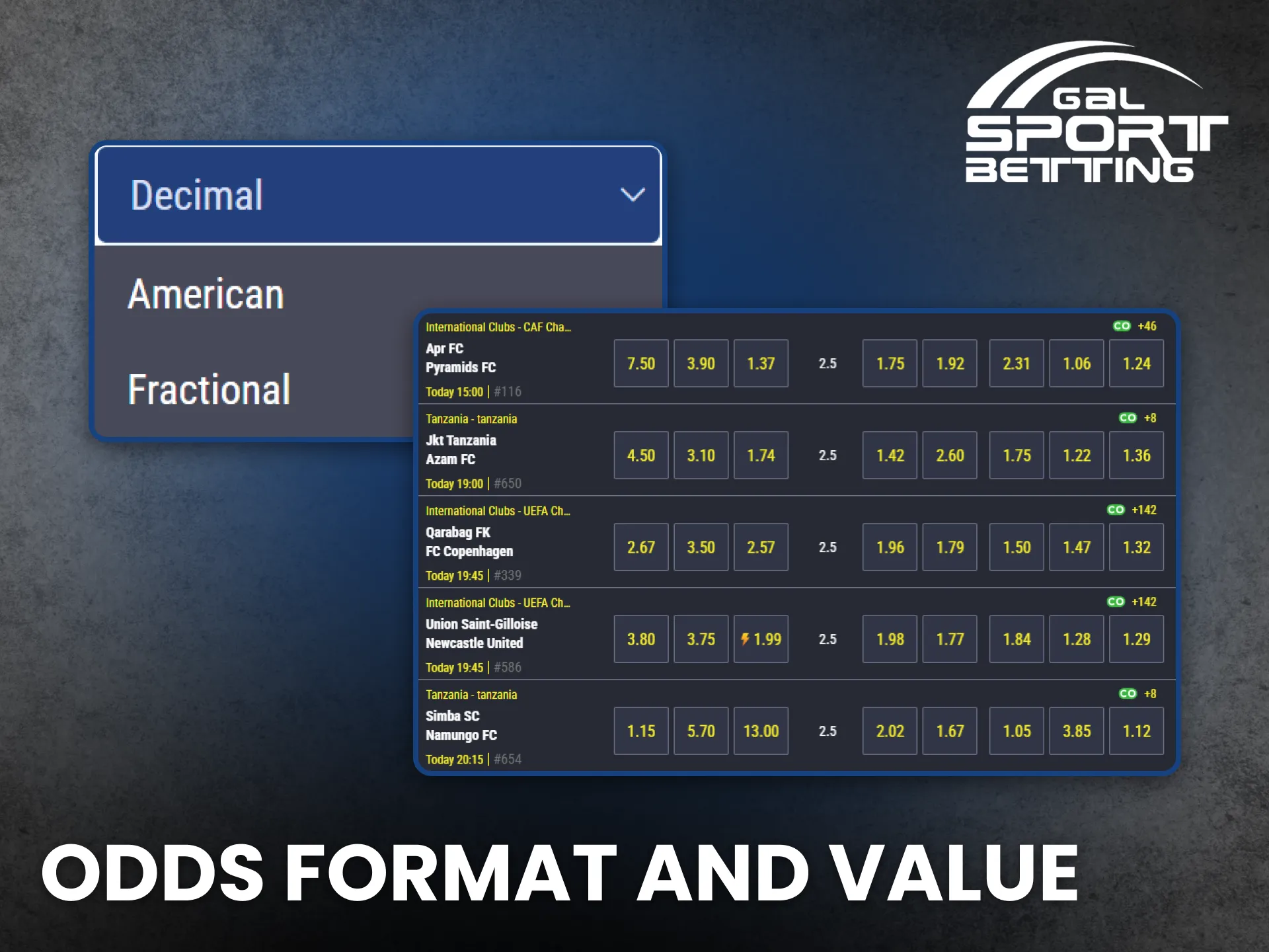 Gal Sport Betting offers competitive odds and great value.